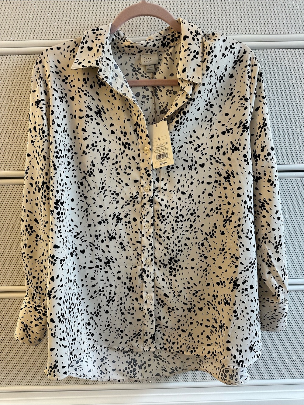 a new day Cream Blouse with Black Speckle Print